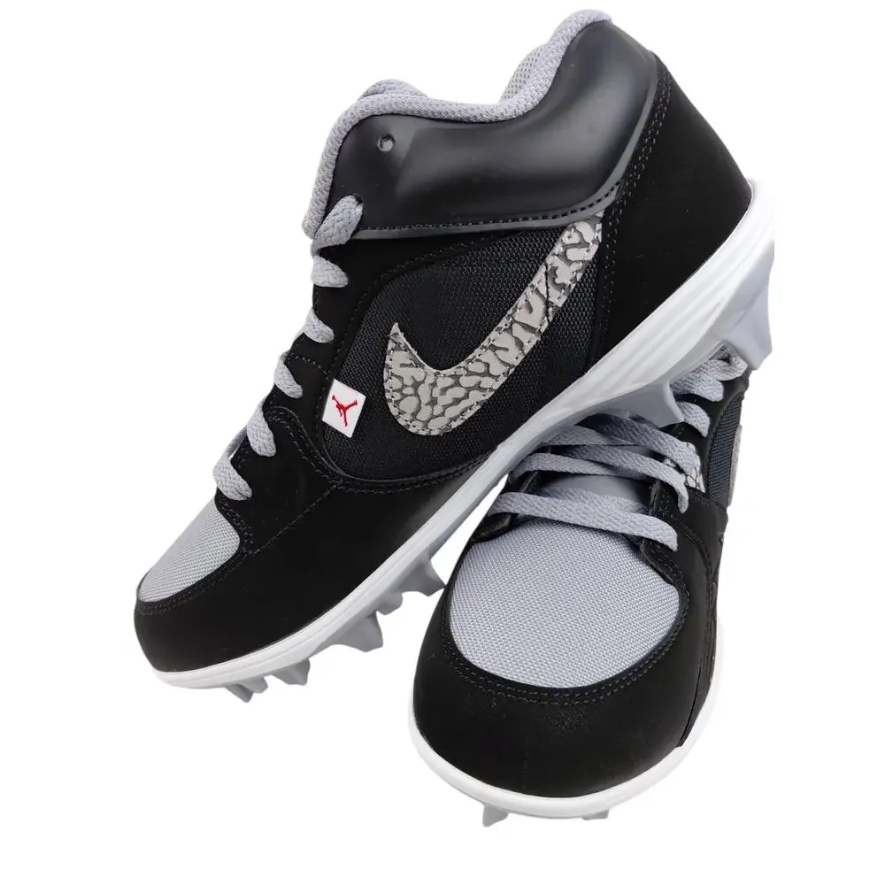 Nike Air Jordan Stadium 90 TD Black Cement Football Cleats HQ0210-060 Size 8